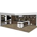 Modern Kitchen Interior With Spacious Cabinets Island Counter And Storage 3d model