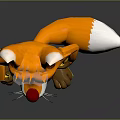 Animated Fox Game Character with Orange White Fur Yellow Eyes Standing Pose Fluffy Tail Hands on Hips