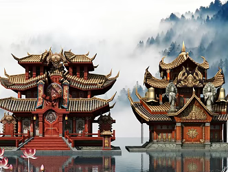 Chinese Restaurant Building Restaurant 3d model