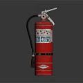 Red Fire Extinguisher With Handle Black Strap And Safety Label 3d model