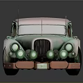 Vintage Retro Car With Light Green Body Pink Roof Green Wheels And Round Headlights
