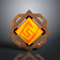 Decorative Household Item With Wooden Frame Geometric Cutout Design Orange Diamond Panel And Spiral Pattern
