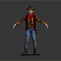 Cowboy Hat Red Bandana Plaid Shirt Blue Jeans Casual Daily Life Items