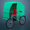 Green Tricycle Featuring Cabin Red Seat Black Wheels And Simple Design