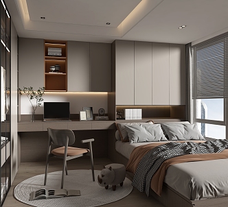 Modern home tatami bedroom 3d model