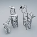 Wooden Stairs Models With Intricate Structures And Multiple Platforms For 3d model