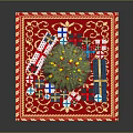 Festive Christmas Tree Decorated With Ornaments And Gifts On Red Carpet