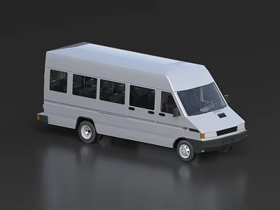 Silver Functional Van With Multiple Side Windows And Sleek Exterior Design 3d model