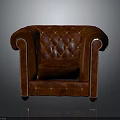 Classic Red Leather Tufted Armchair With Diamond Pattern And Nailhead Trim