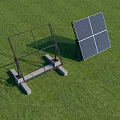Solar Panel And Metal Mounting Frame Placed On Green Grass Area 3d model