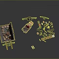 Goblin Characters With Wooden Carts And Various Treasure Items 3d model