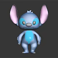 Stitch Cartoon Character In Standing Pose With Large Pink Inner Ears And Blue Body
