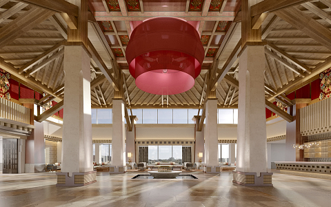 New Chinese Hall Hotel Lobby 3d model