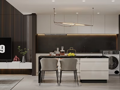 Modern Duplex Living Room With Integrated Kitchen Area 3d model