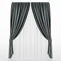 Gray Curtains with Draped Design and White Sheer Curtains with Tiebacks for Home Window Decoration