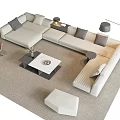 Beige L Shaped Sofa With Black Coffee Table Gray Cushions And Floor Lamps Modern Living
