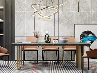 Modern Dining Table and Chair Combination Dining Chair 3d model