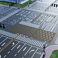 Road Modern Road Municipal Road Signs Marking Zebra Crossing Arrow Highway Standard Section Road Lane Indicating Line 3d model