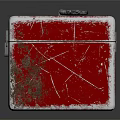 Red Metal Box With Cracked Surface Rusted Details And Metal Handle