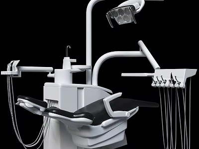 Advanced Dental Medical Equipment With Ergonomic Chair Overhead Lighting And Instrument Arms 3d model