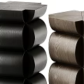 Modern Stacked Sofa Stools In Black And Brown Wooden Texture Design 3d model