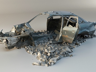 modern car scrap car 3d model