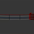 Boxing Ring Structure With Red Corner Post And White Blue Red Ropes