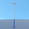 Projection Monitoring Surveillance Pole Blue White Design Two Cameras Top Blue Base