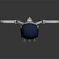 Futuristic Space Aerospace Drone With Blue Body White Rotors Yellow Stripes Landing Gear Details