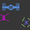 Futuristic Drones Including Small Blue And Manned Models With Advanced Tech Device 3d model