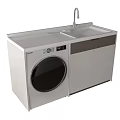Modern Functional Bathroom Cabinet Unit with Integrated Washing Machine Sink and Faucet