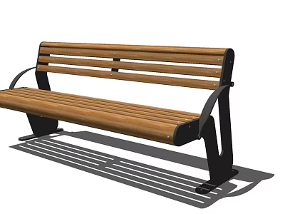 Durable Wooden Outdoor Bench With Metal Frame And Comfortable Slats For Garden Use 3d model