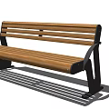 Durable Wooden Outdoor Bench With Metal Frame And Comfortable Slats For Garden Use