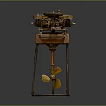 Vintage Mechanical Computer Device With Metal Stand Gears Levers And Rotating Parts