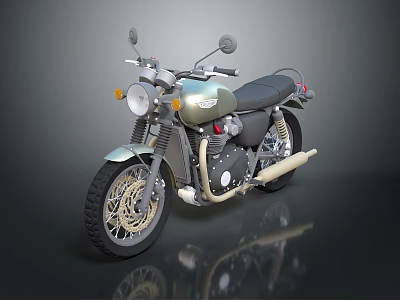 Vintage Classic Motorcycle With Round Headlight Black Leather Seat Spoke Wheels And Chrome Details 3d model