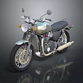 Vintage Classic Motorcycle With Round Headlight Black Leather Seat Spoke Wheels And Chrome Details