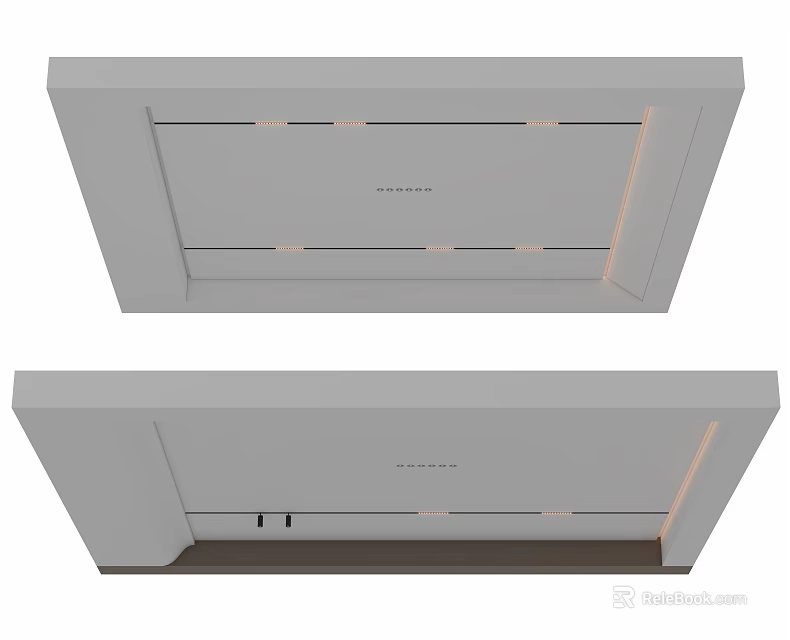 Modern Minimalist Ceiling Design With Recessed Lines And Smooth Surface 3d model