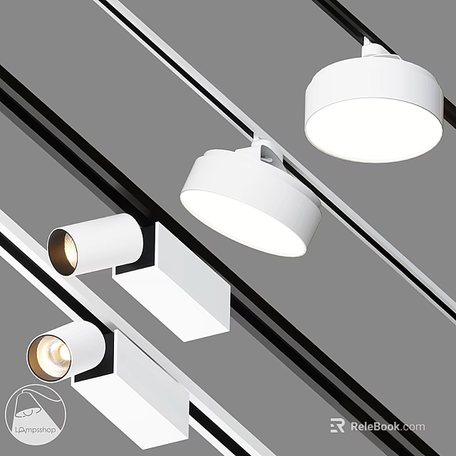 Track Mounted White Downlights And Spotlights For Modern Interior Lighting 3d model