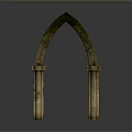 Vintage Gothic Arch Architectural Design With Stone Pillars And Medieval Style