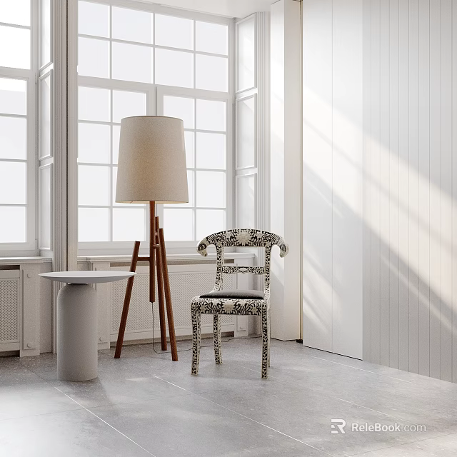 Inflatable Model Display In Bright White Room With Floor Lamp Chair And Small Table 3d model 