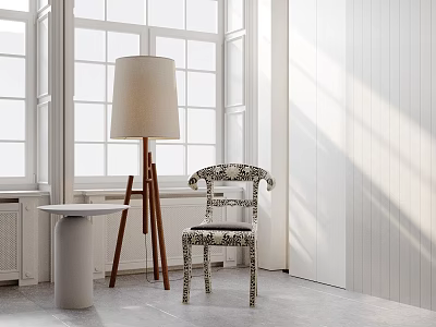 Inflatable Model Display In Bright White Room With Floor Lamp Chair And Small Table 3d model