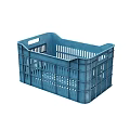 Blue Plastic Storage Basket With Grid Design And Convenient Handles For Home Use