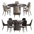 Elegant Modern Dining Table Set Featuring Round Wooden Top And Neutral Tones Chairs 3d model