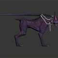 Mythical Dog Like Creature With Chain Collar Horns And Glowing Purple Accents
