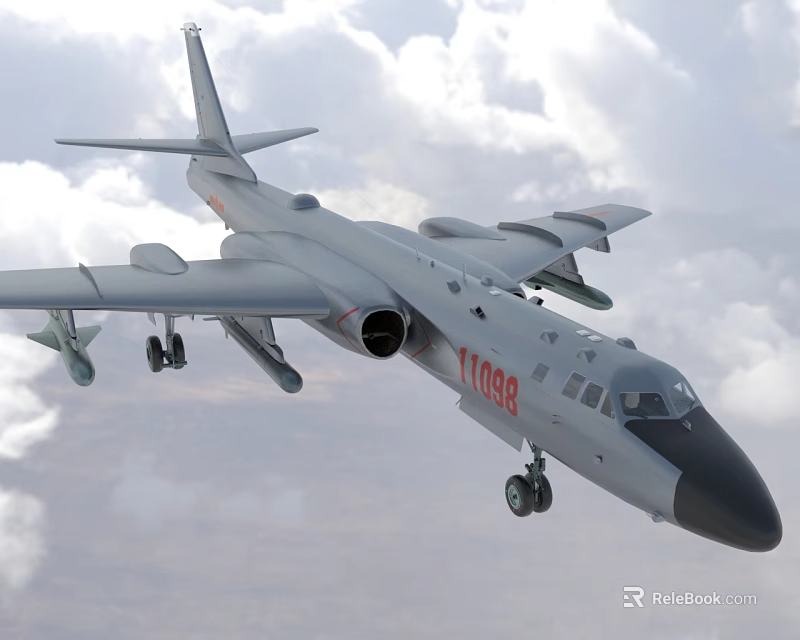 Fighter Jet 11098 Flying With Extended Landing Gear In Cloudy Sky 3d model 