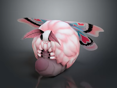 Game Movie Character With Pink Body Butterfly Like Wings With Decorative Patterns And Antennae 3d model