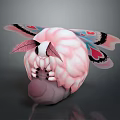 Game Movie Character With Pink Body Butterfly Like Wings With Decorative Patterns And Antennae