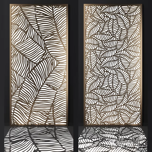 Elegant Modern Floor Tiles With Intricate Leaf Pattern Black And White Design 3d model 