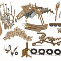Industrial Equipment For Manufacturing Wooden Playground Components With Climbing Frames Slides And Tire Swings