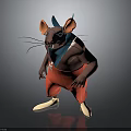 Cartoon Mouse Character With Brown Body Blue Hat Bandana Red Pants And White Shoes